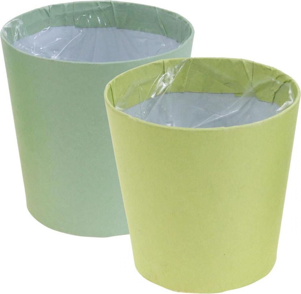 Papier-Übertopf Pflanztopf Blumentöpfe Set Blau Grün Ø13cm H12,5cm 4 Stück Frühling Dekoration