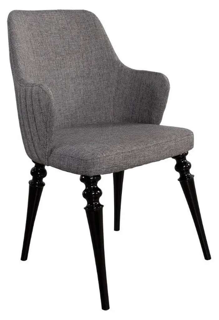 Fauteuil de salon gris en bois meuble chaise de luxe chic - S045