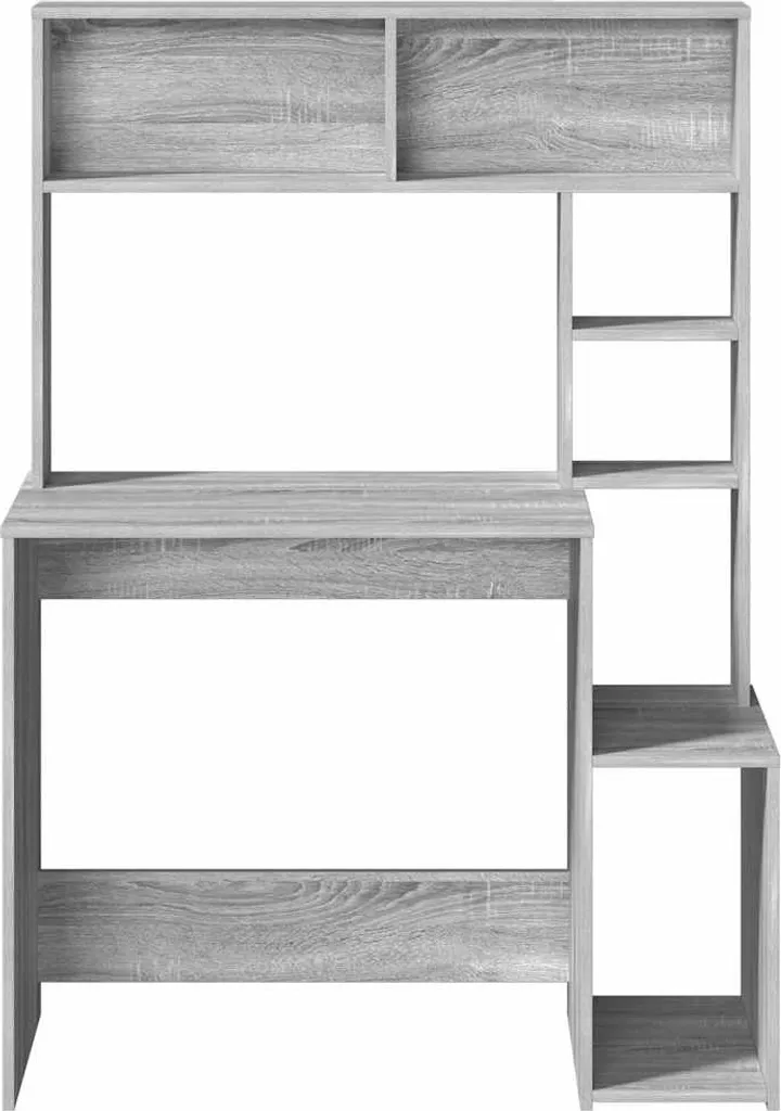 Scrivania Porta PC vidaXL 100cm Grigio Sonoma - Mobile Ufficio Casa - 4