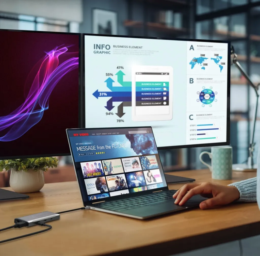 Station d'accueil USB-C Multi-Écran j5create JCD397-N de 100W Gris