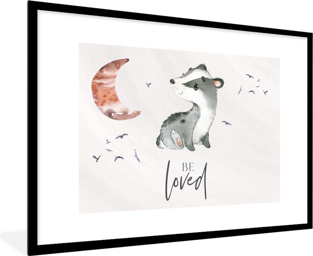 MuchoWow Gerahmtes Poster Zitate - Geliebt werden - Sprichwörter - Kind - Jungen - Mädchen - Aquarell 90x60 cm - Poster mit Schwarzem Bilderrah...