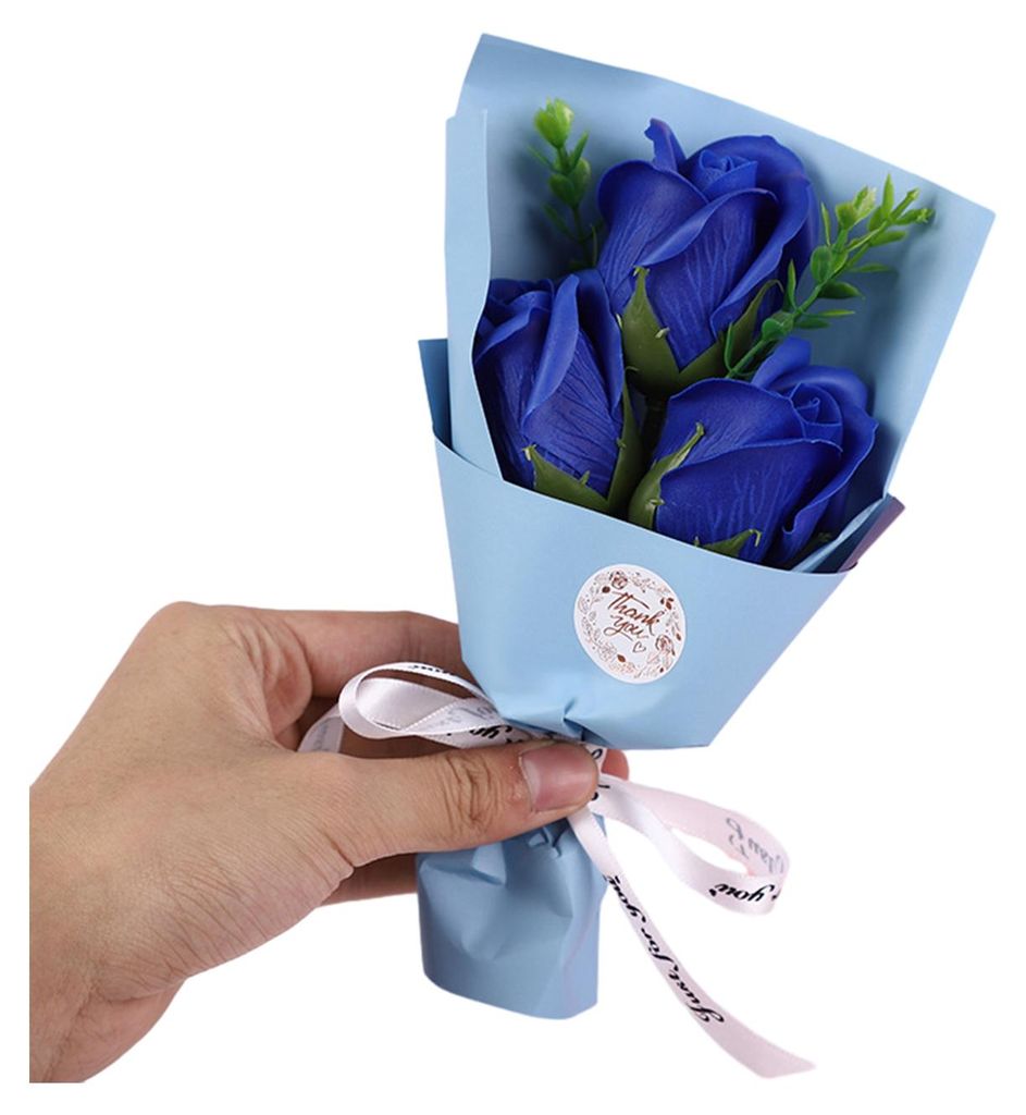 3 künstliche Rosenköpfe, Mini-Duftblumenstrauß aus Seife – das perfekte Geschenk für Frauen, Mütter, Ehefrauen, zum Valentinstag, Jahrestag,...