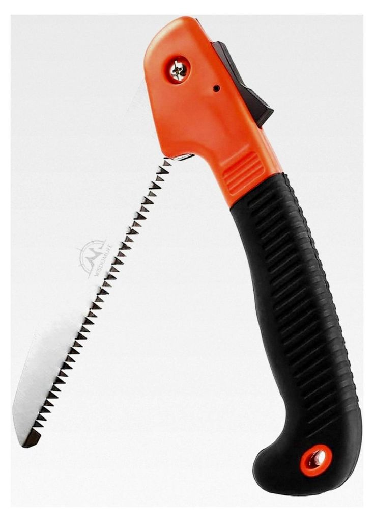 Klappsäge, Sägeblattlänge 18 cm, Camping Astsäge, Gartensäge/Baumsäge, Rostfreies Stahl-Sägeblatt mit Kunststoff-Griff, Schwarz/Orange