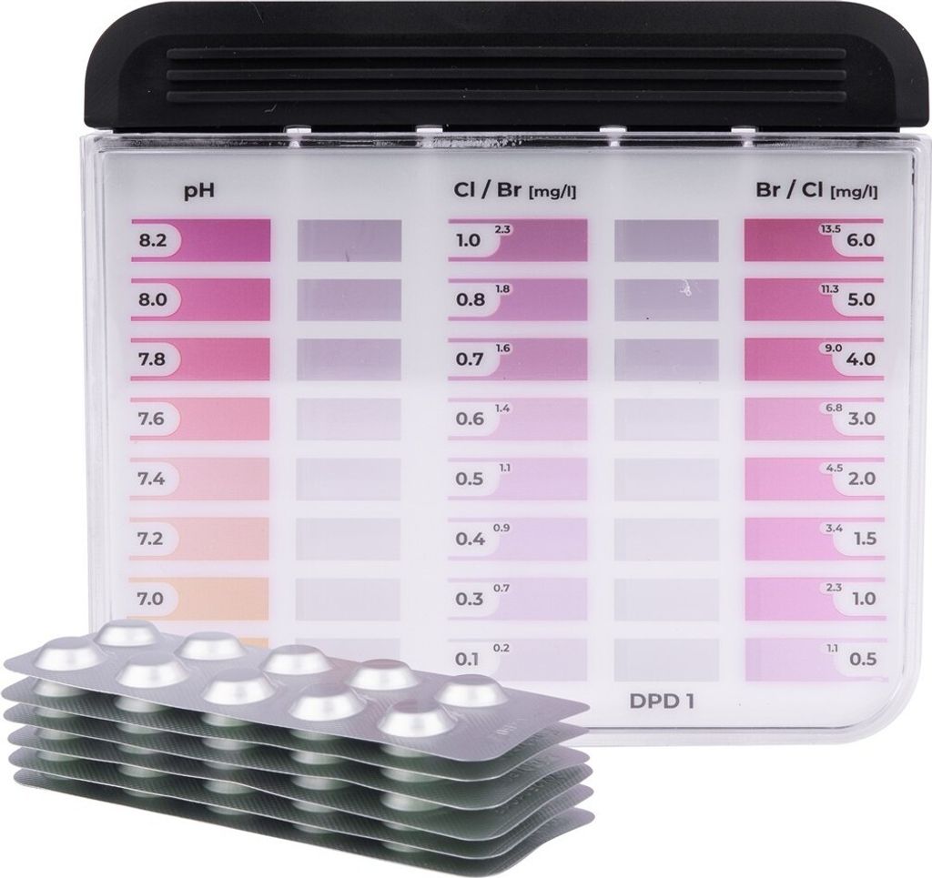 POWERHAUS24 Rapid Tester mit 60 Reagenzien Chlor, Brom & pH