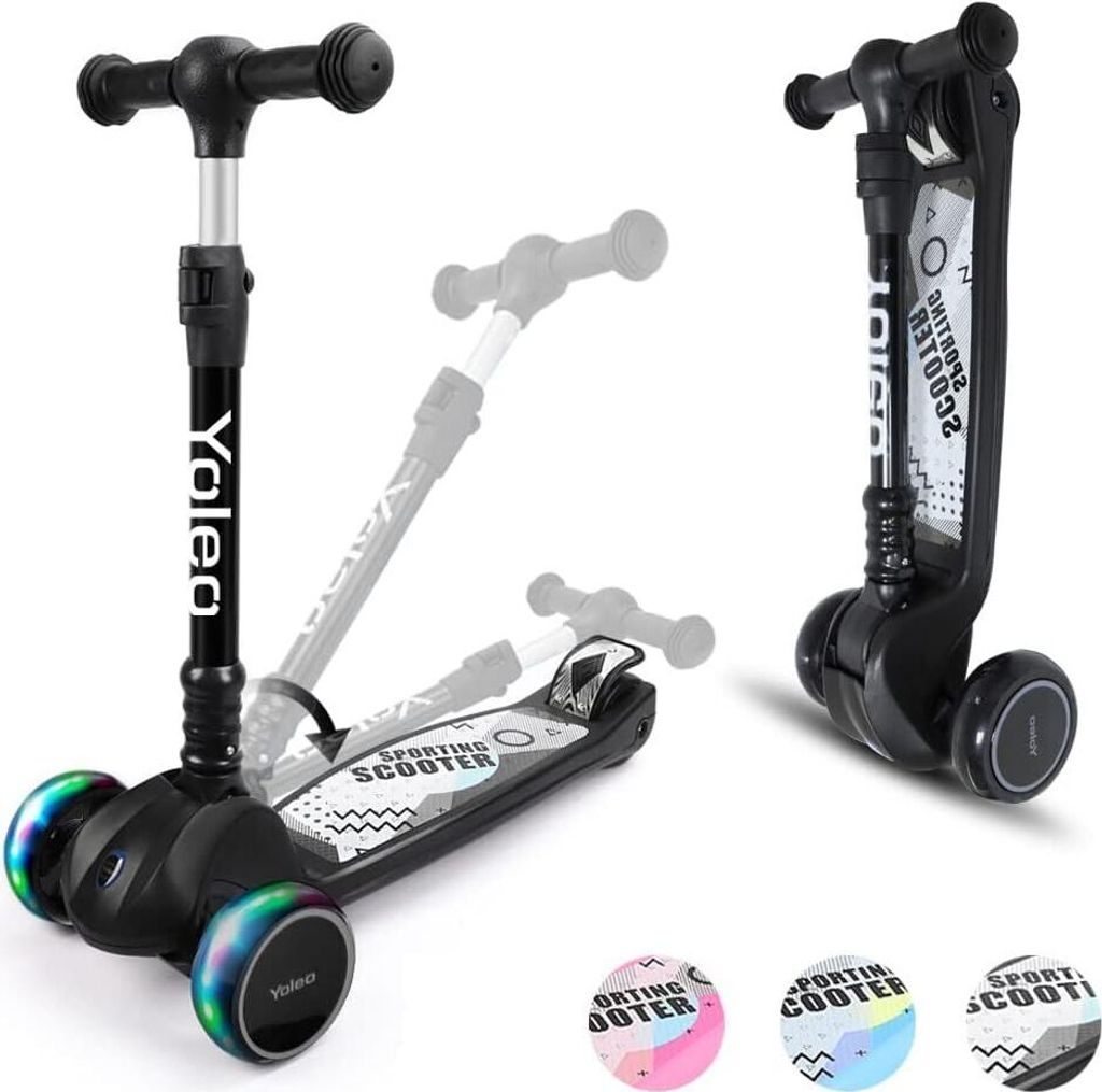 YOLEO Kinderscooter, Dreiradscooter mit LED Räder, 2-Rädern Produktbild 