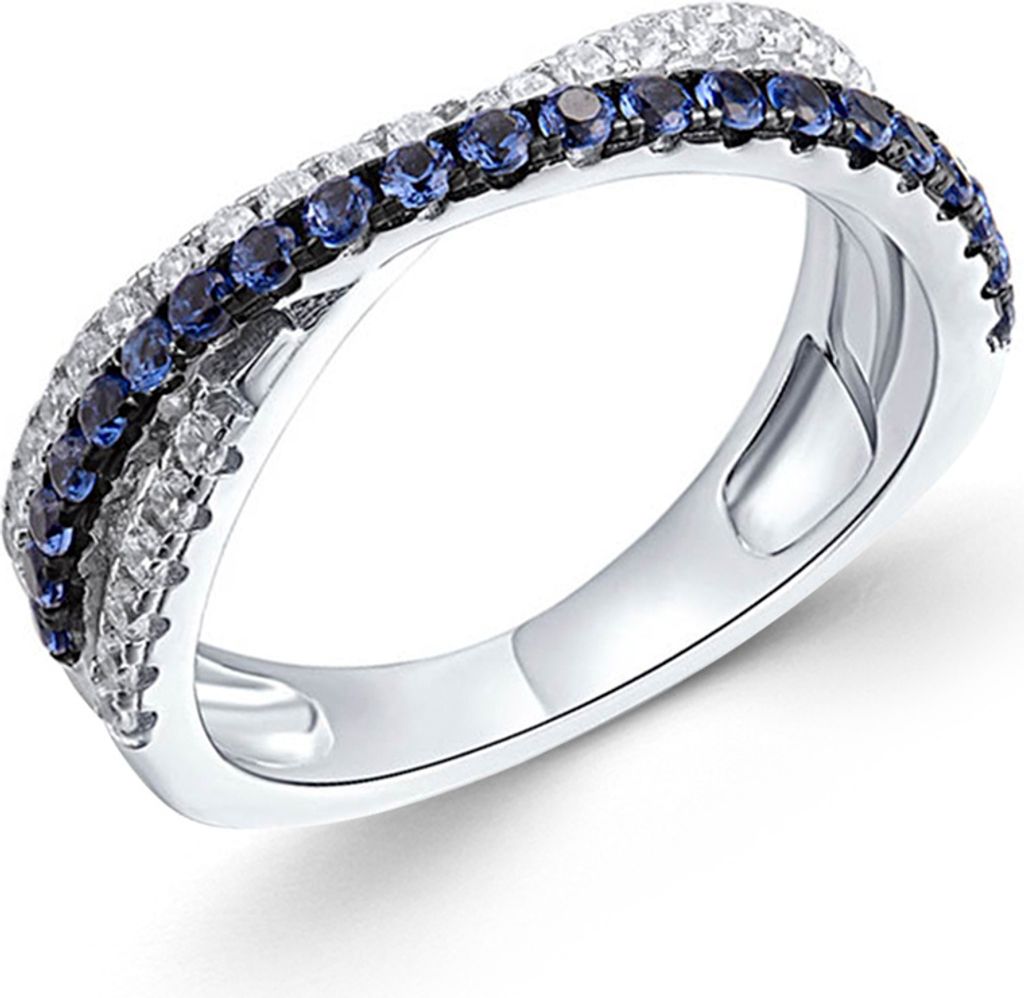 Sokolov Damenring aus 925 Silber mit farblosen und blauen Zirkonia