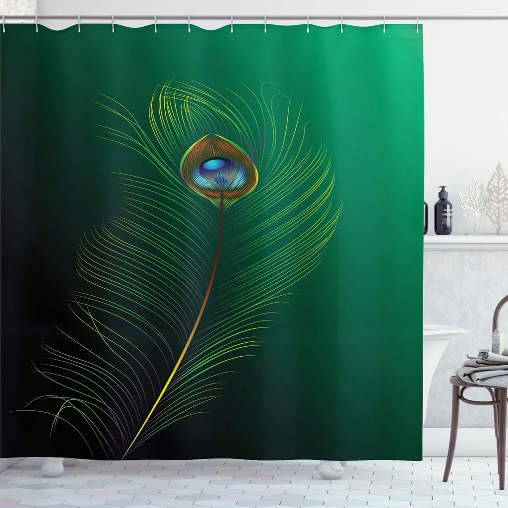 XYueww pavone animale Tenda da Doccia, Antimuffa,Poliestere,Tessuto,Tenda per Vasca da Bagno,3D Stampa Digitale,Tende Bagno con 12 Ganci,Lavabili,per Dormitorio Famiglia 200x180cm