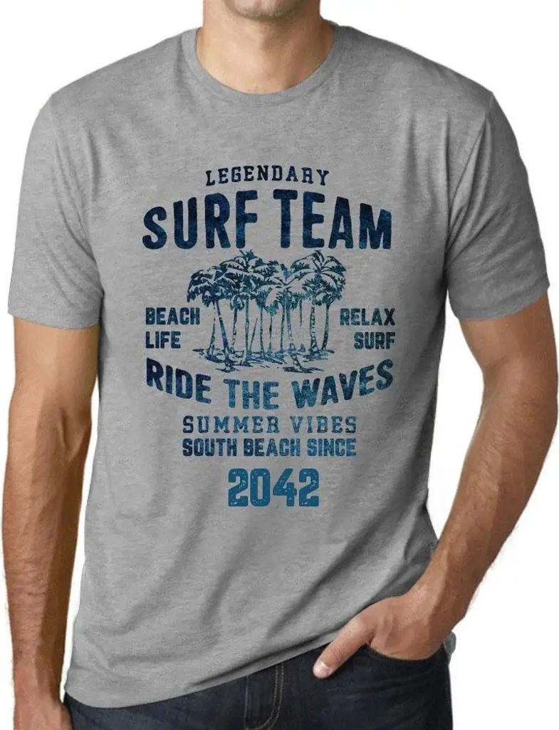 Herren Grafik T-Shirt Surf-Team Strandleben Reiten Sie die Wellen seit 2042 – Surf Team Beach Life Ride the Waves Since 2042 – Öko-Verantwortlich