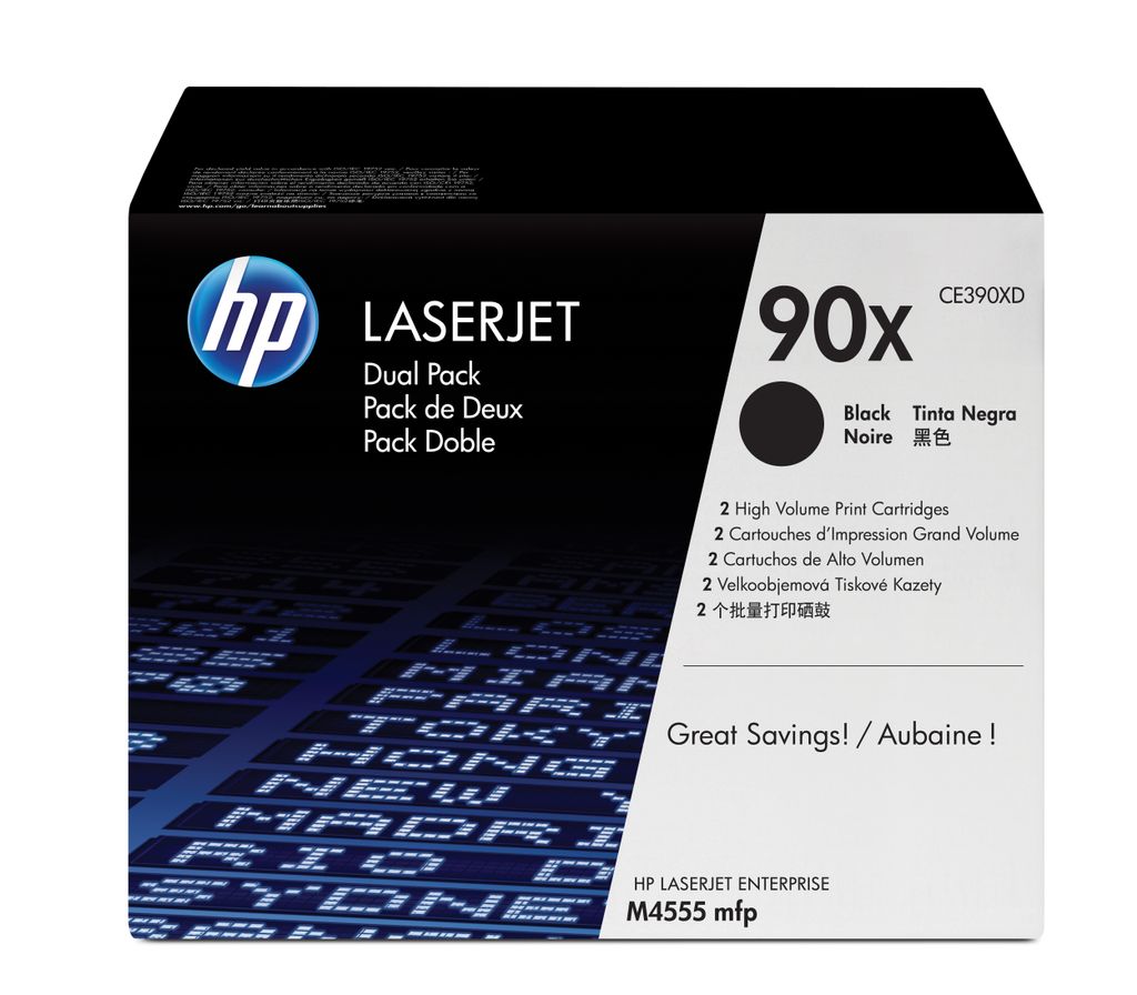 The image shows the packaging of HP LaserJet toner cartridges.