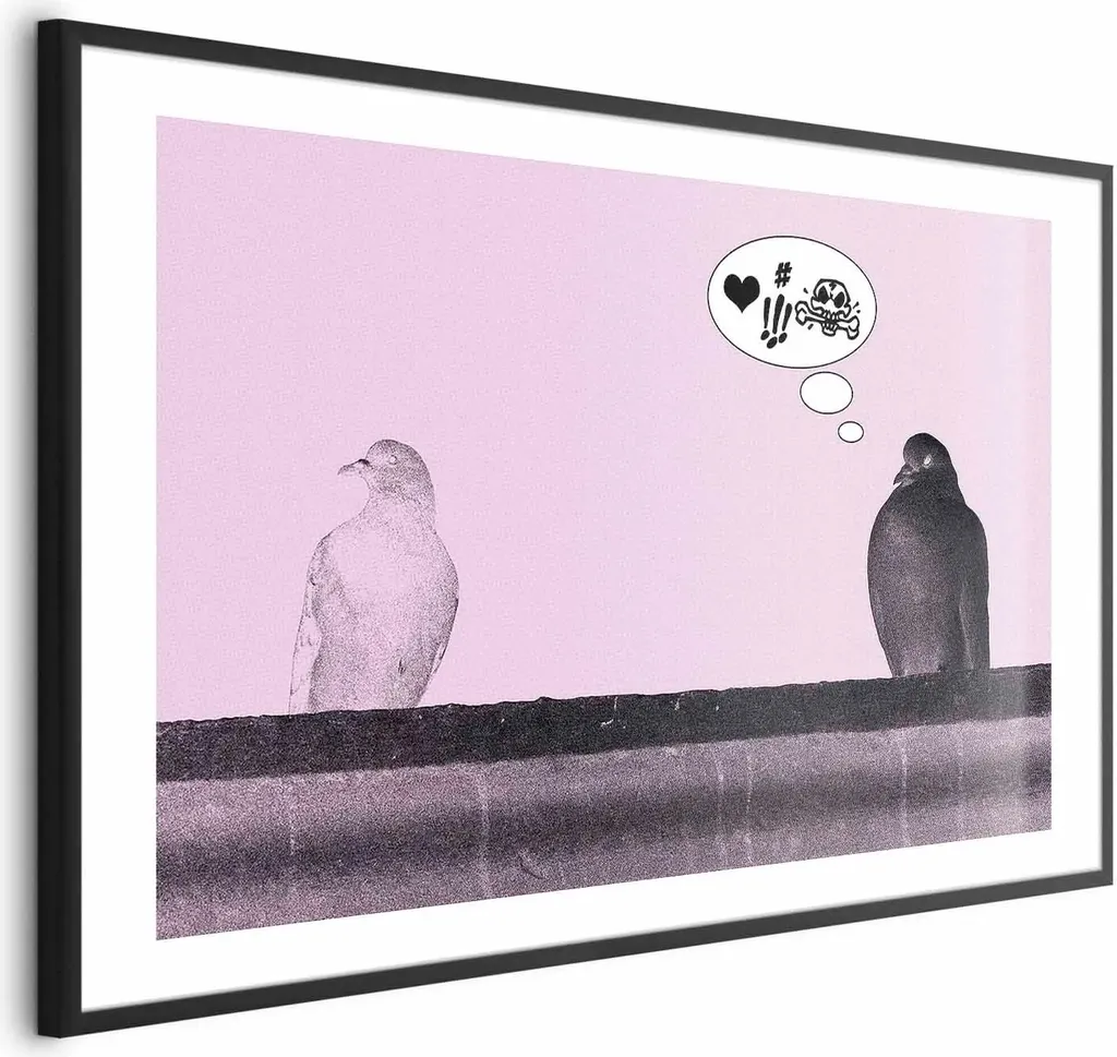 Quadro Corteggiamento 90x60 con Cornice Nera | Poster Design Moderno