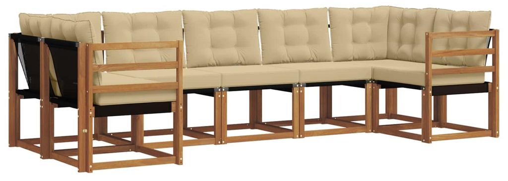 vidaXL Outdoor-Sofagarnitur mit Kissen 7 pcs Natur und Beige