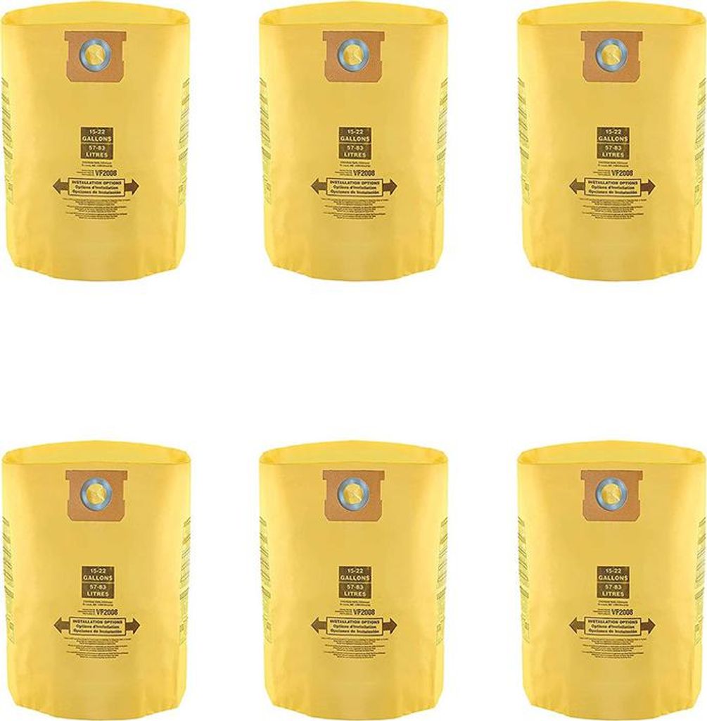 INF Staubbeutel für Shop-Vac Staubsauger, Gelb (6er-Pack) 15-22 Gallonen