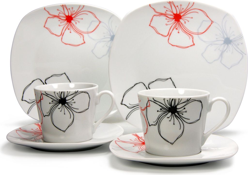 CreaTable Kaffeeservice TROPICAL FLOWERS 18-tlg aus Produktbild 