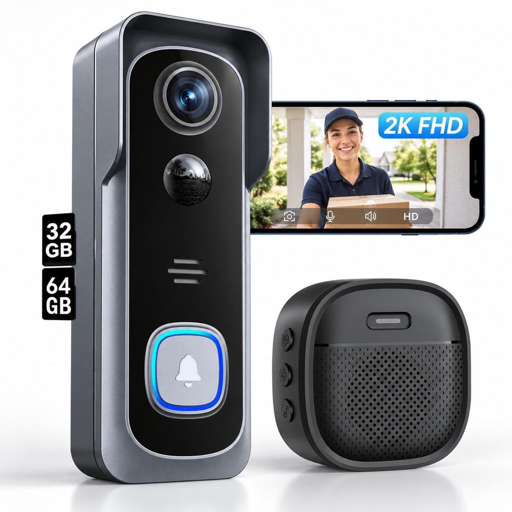 Wifi-videodeurbel, slimme deurbel met camera. Deurbelcamera Productafbeelding 