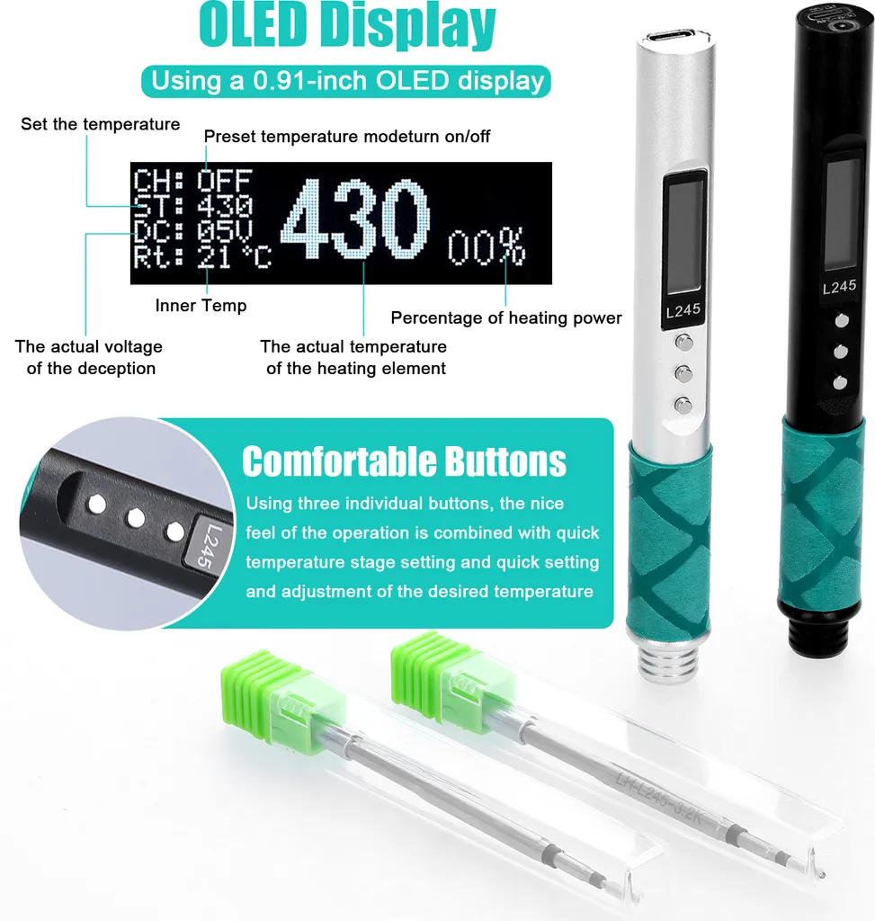 Station de soudage portable OLED avec réglage de température précis - 7