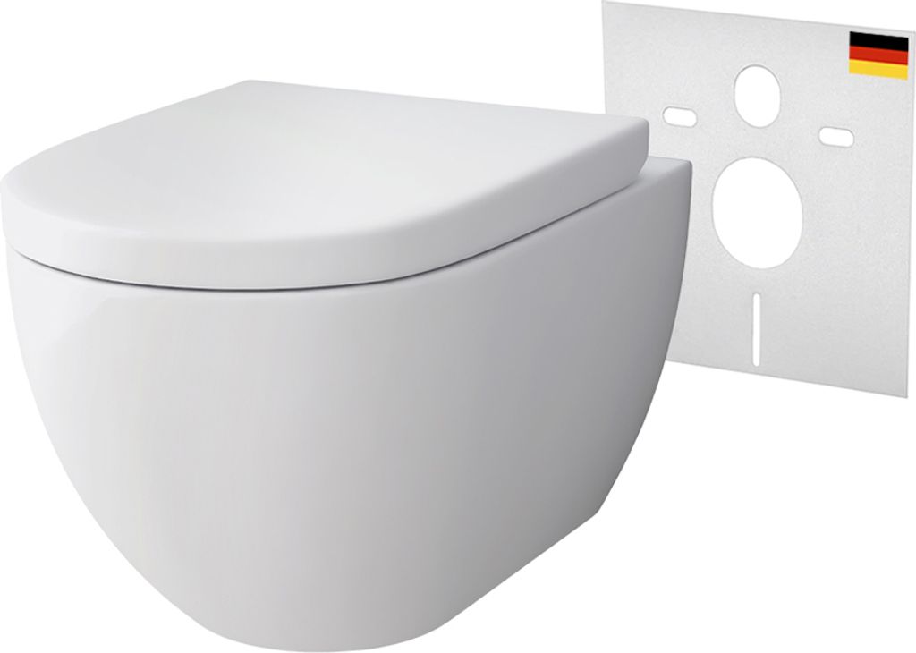 Alpenberger Spülrandloses Hänge WC mit Bidet Funktion | Taharet WC mit Nano & Toilettendeckel mit Absenkautomatik | Keramik Toilette Kloschüssel...