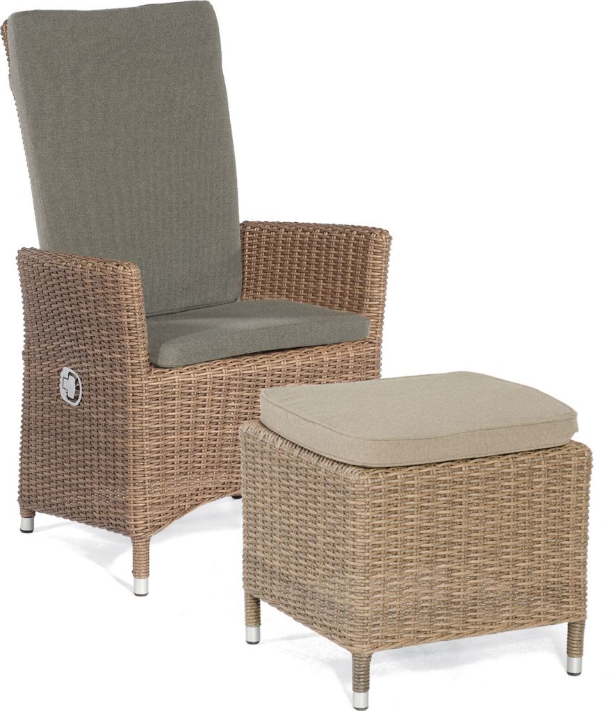 Sonnenpartner Garten-Sessel Solares mit Fußhocker Aluminium mit Polyrattan rustic-stream Gartenstuhl