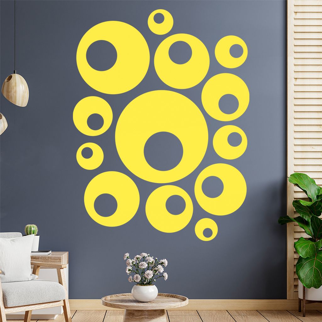Retro Kreise Wandtattoo in 6 Größen - Wandaufkleber Wall Sticker - Dekoration, Küche, Wohnzimmer, Schlafzimmer, Badezimmer