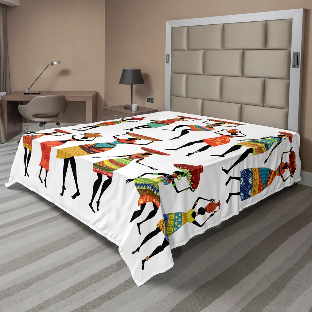 Drap Supérieur Doux Motif Africain Ethnique Multicolore 244 x 205 cm