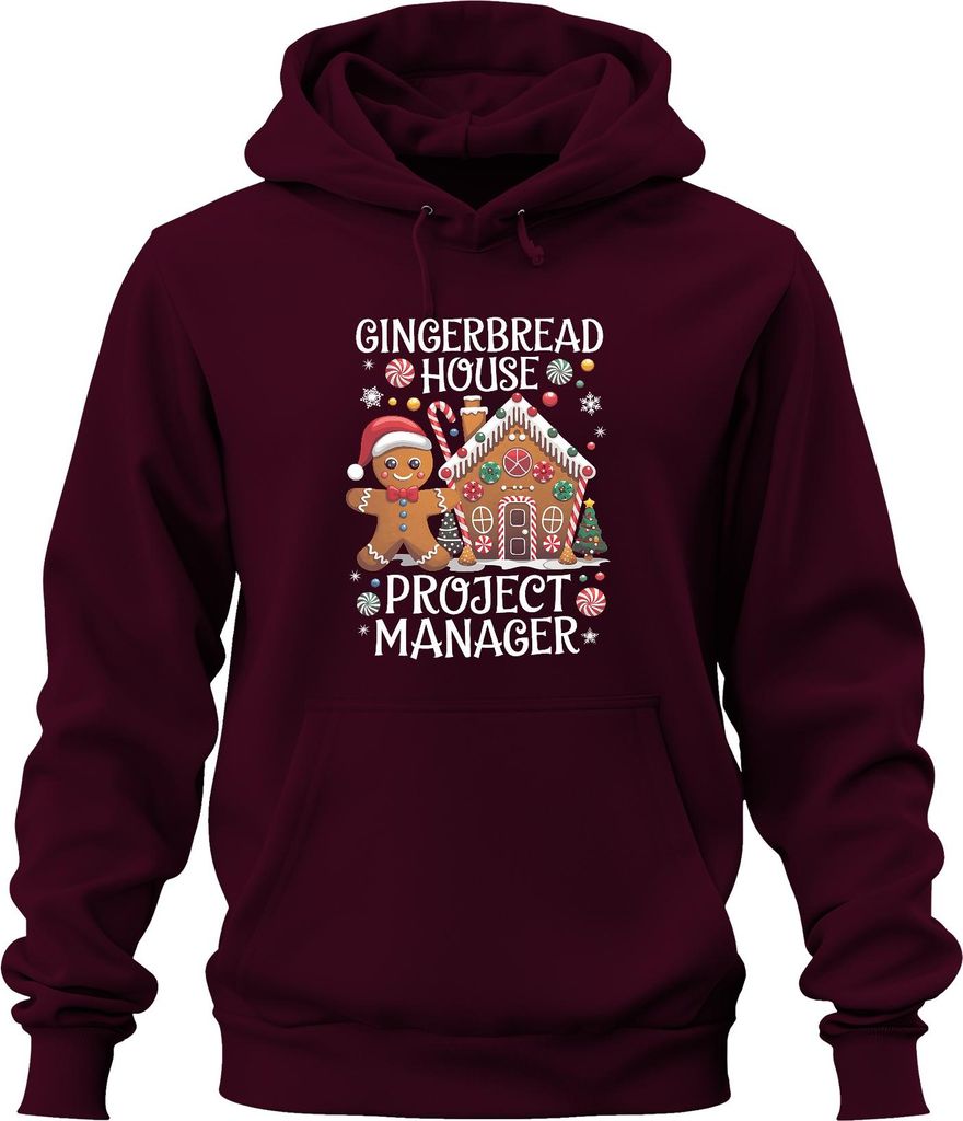 Gingerbread House Project Manager Weihnachtsgeschenk Geschenkidee Uni Hoodie Kapuzenpullover, Burgundy, XXL