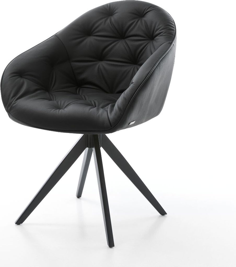 DELIFE Esszimmerstuhl Gaio-Flex Echt-Leder Schwarz Produktbild 