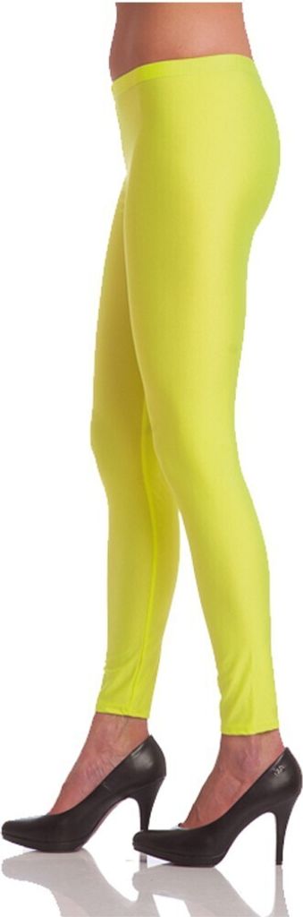Leggings neon-gelb 80er Jahre Kostüm-Zubehör für Damen Gr. S-XL SALE Fasching Karneval Mottoparty Neon-Party Accessoire 80er 90er