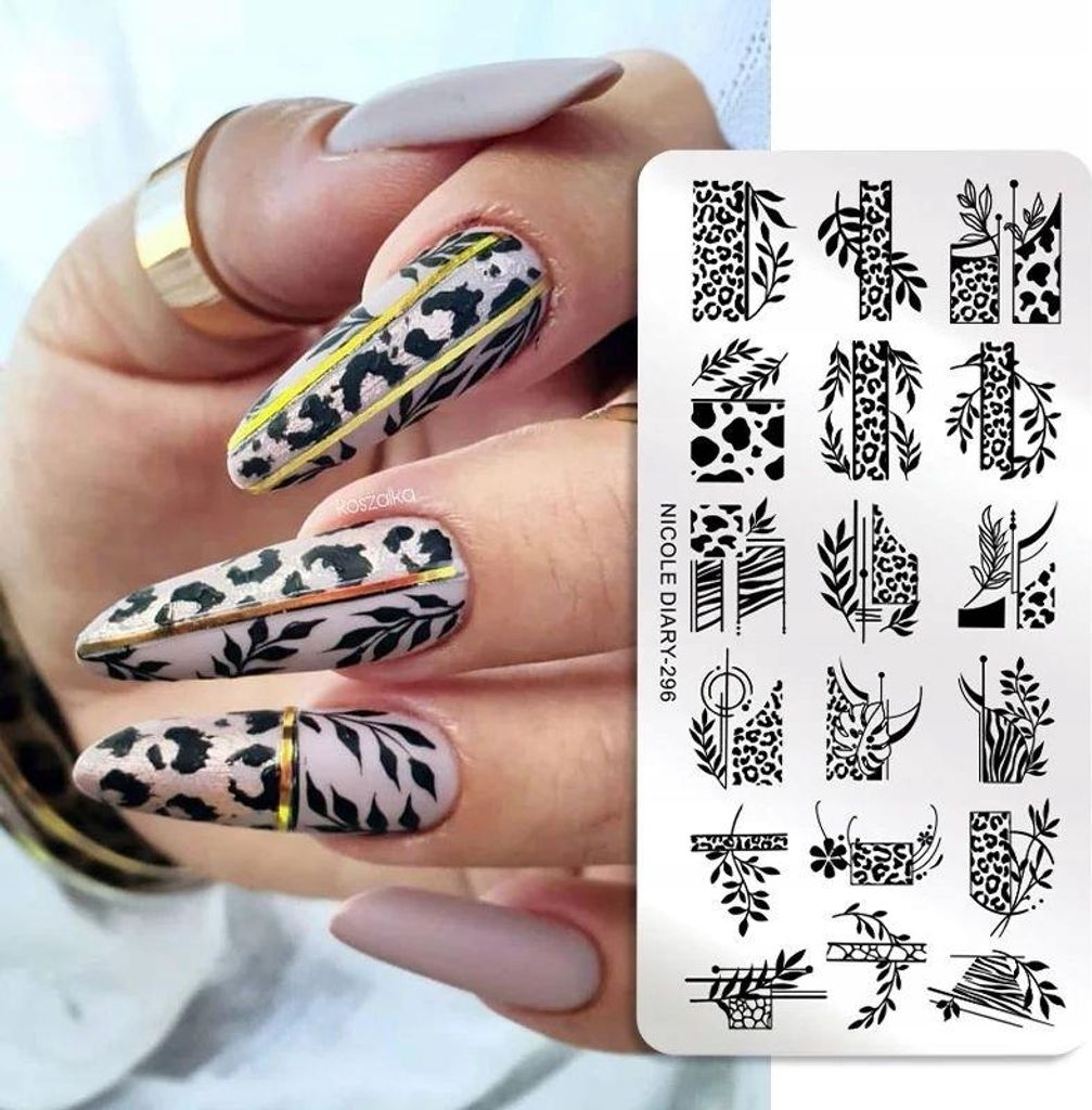 Stamping Platte Nail Art Platte Blätter gefleckt Leopard