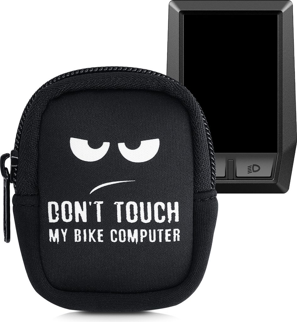 kwmobile Tasche kompatibel mit Bosch Kiox / Kiox 300 - Bike GPS Hülle Don't touch my bike computer Weiß Schwarz