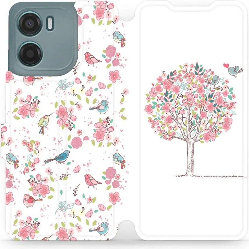 Handyhülle mit klappe für Motorola Moto E15, Mobiwear Book, Rosa Hain