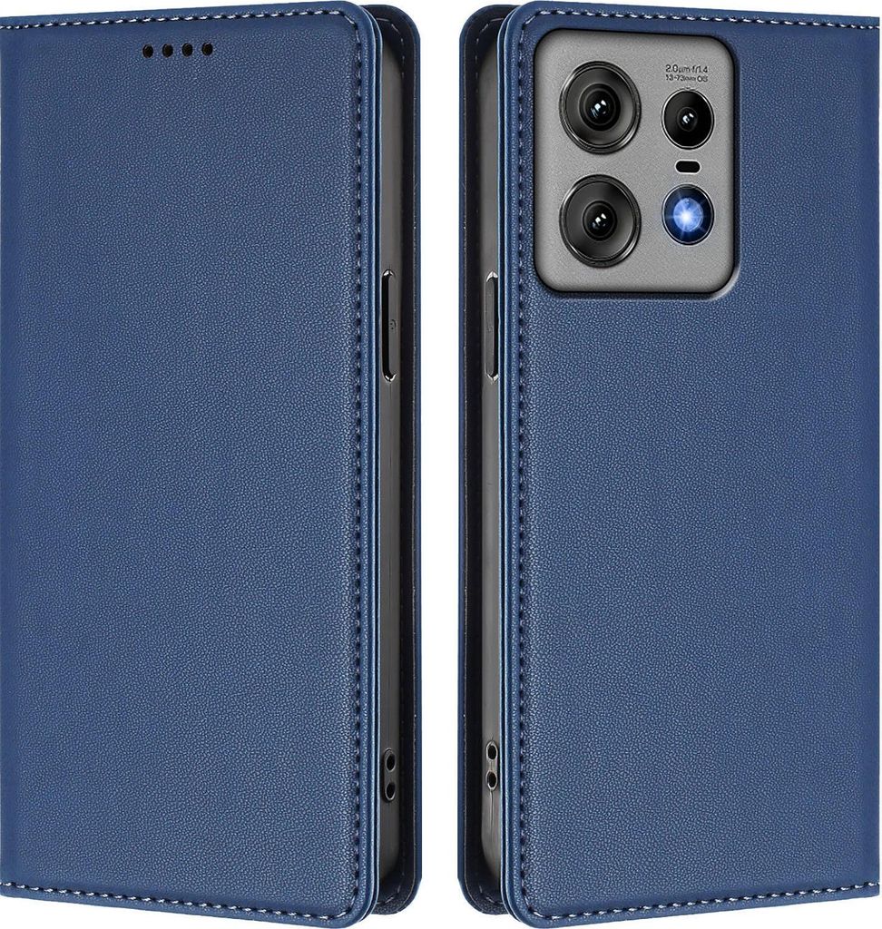 Handyhülle für Motorola Edge 50 Pro, Kunstleder Klapphülle Stoßfeste Magnetische Hülle mit Ständer Dunkelblau