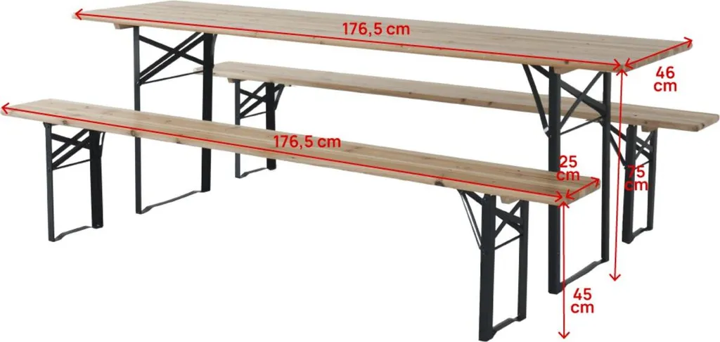 Table de jardin avec bancs pour repas d'été Lisbonne - Ensemble pliable