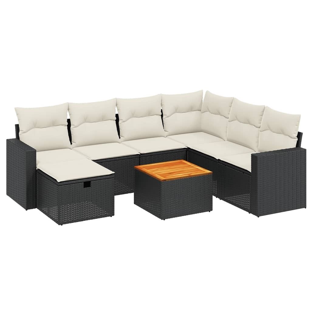 vidaXL 8-tlg. Garten-Sofagarnitur mit Kissen Schwarz Poly Produktbild 