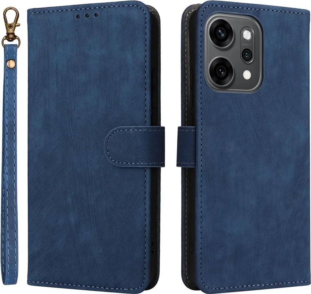 Cover Portafoglio Oppo Reno14 Phonesta Blu - Pelle Vintage con Cordino