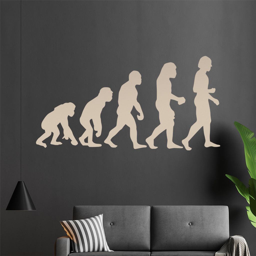 KIWISTAR Evolution Charles Darwin Wandtattoo in 6 Größen - Wandaufkleber Wall Sticker - Dekoration, Küche, Wohnzimmer, Schlafzimmer, Badezimmer
