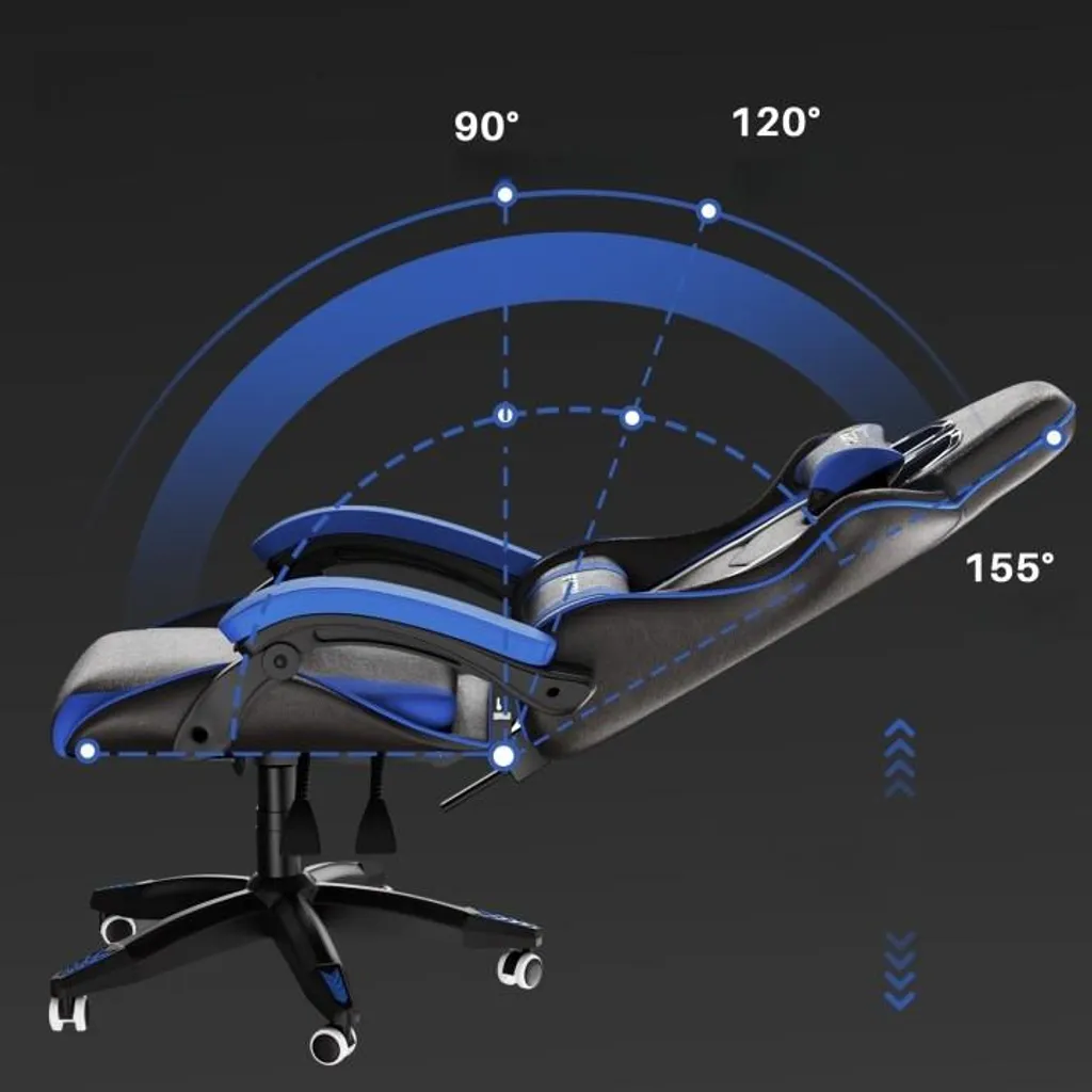 Fauteuil de jeu ergonomique X25F00K042 réglable inclinable noir bleu
