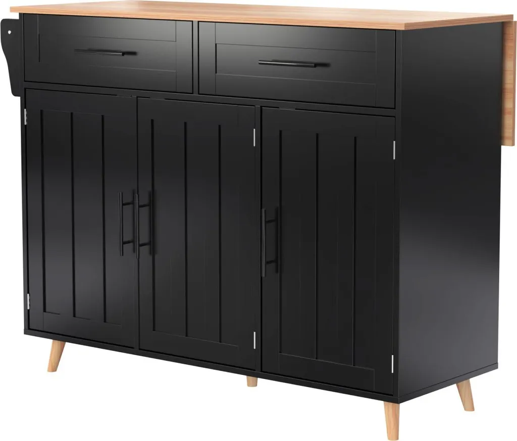 Table à manger d'appoint noire avec rangements pour petits espaces - 15
