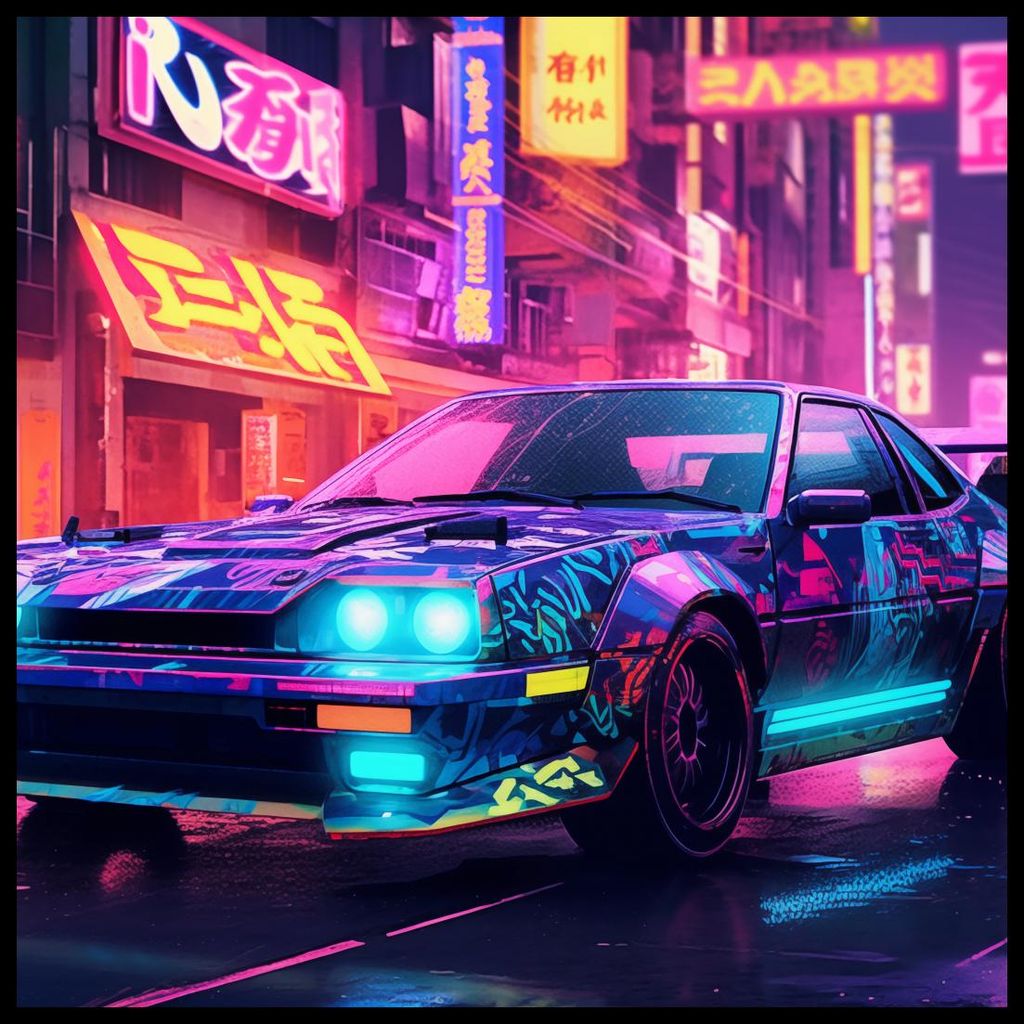 Plakat 90x90cm Nachtrennen in Neo-Tokio