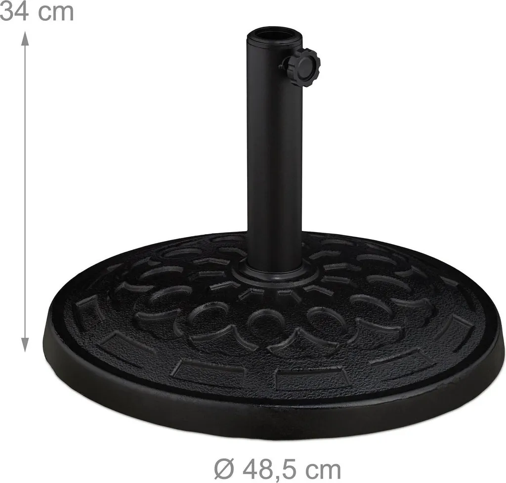 Support de parasol noir pour terrasse stable face au vent d'été