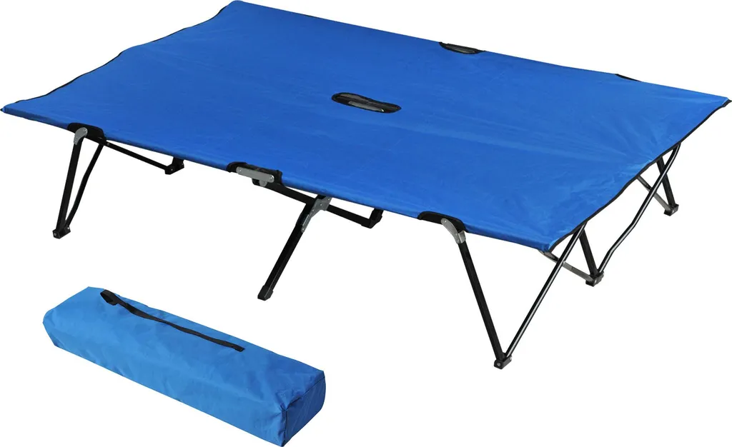 Lit de camping 2 places 193x125cm robuste en acier jusqu'à 136 kg