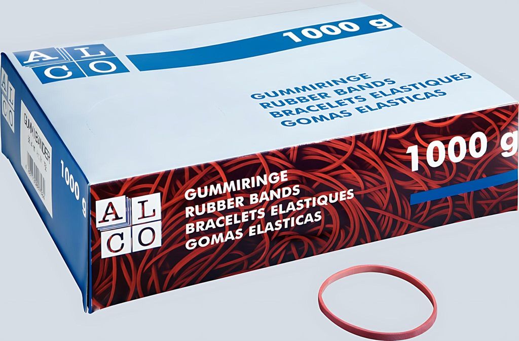Gummibänder, Rot, 200 x 6 mm, Schachtel à 1,0 kg Produktbild 