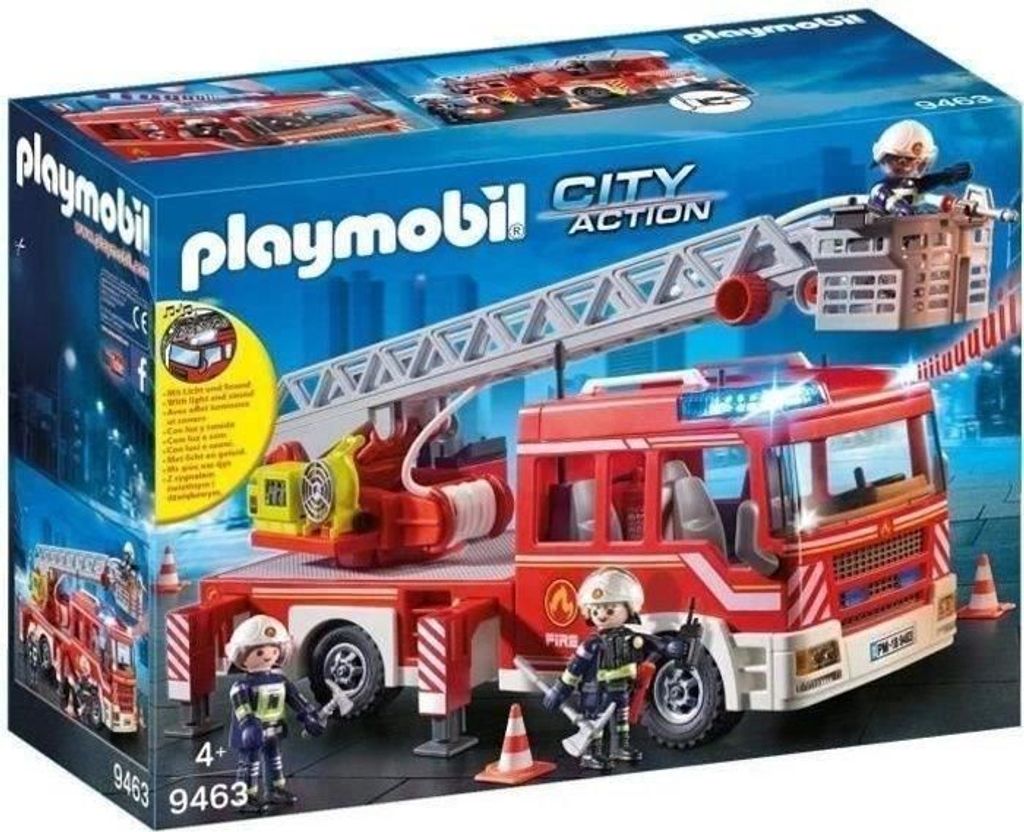 PLAYMOBIL 9463 Feuerwehr LKW mit Drehleiter, City Action, Ab 4 Jahren, 89 Teile