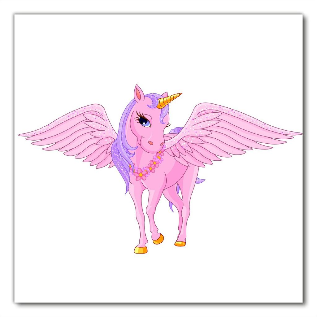 Wallario selbstklebende Möbelfolie/ Tischdecke für Innen und Außen, Größe: 70 x 70 cm - Rosa Einhorn mit großen Flügeln