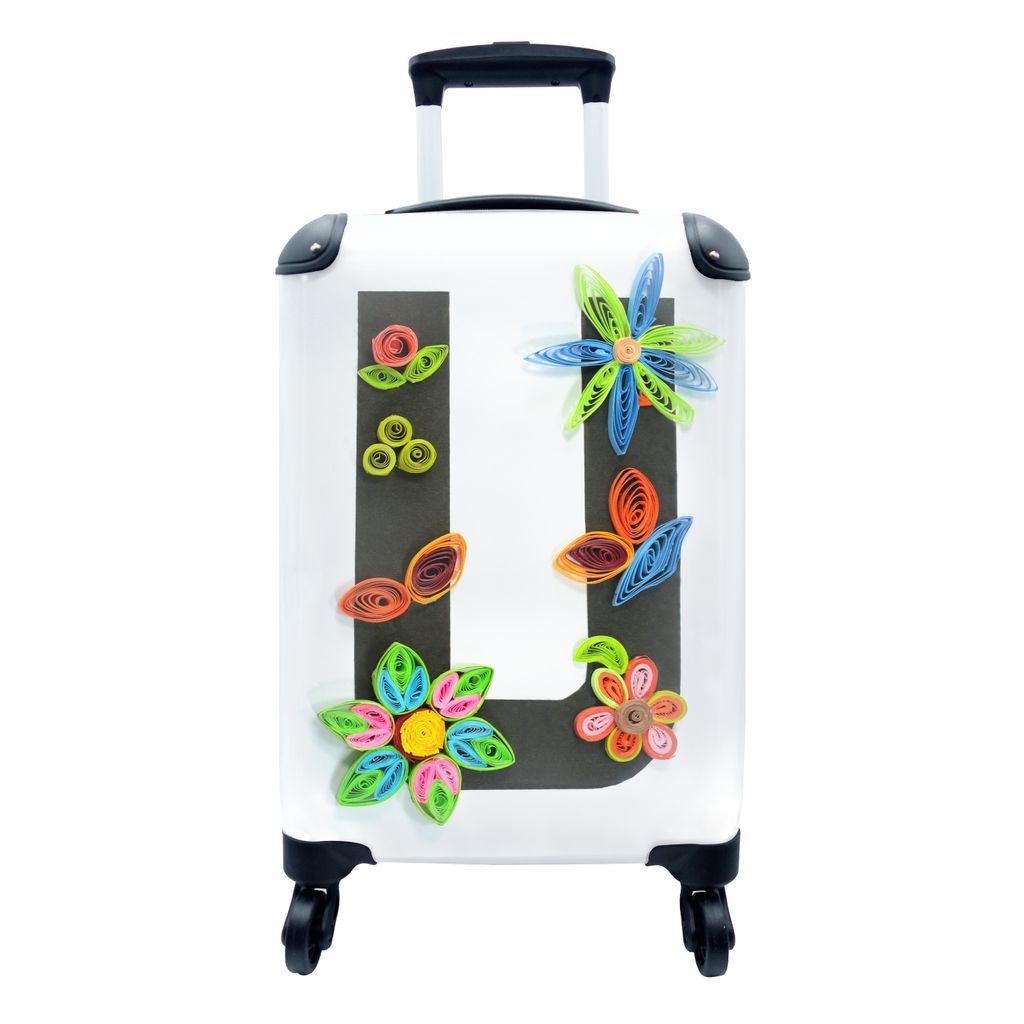 MuchoWow Koffer Handgepäck Trolley Rollkoffer Kleine Reisekoffer mit 4 Rollen - Capital U kreativ - Cabin Size < 55x40x23 cm & 55x40x20 cm - Fot...