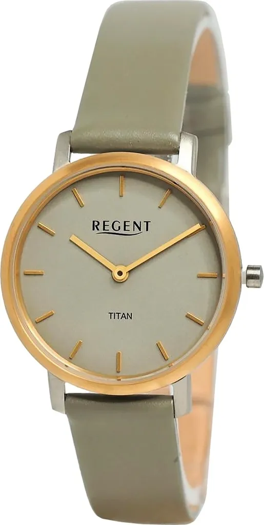 Montre femme élégante pour le bureau en cuir vert olive Regent quartz