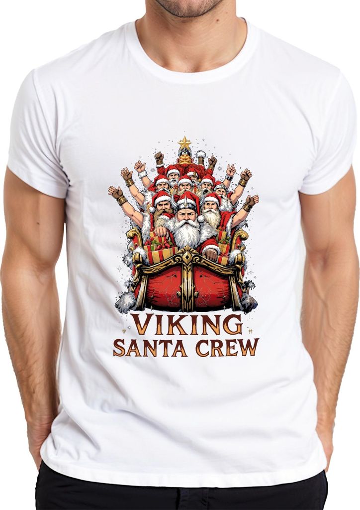 Viking Santa Crew Wikinger Weihnachtsmann Weihnachten Geschenk Herren T-Shirt, Weiß, S