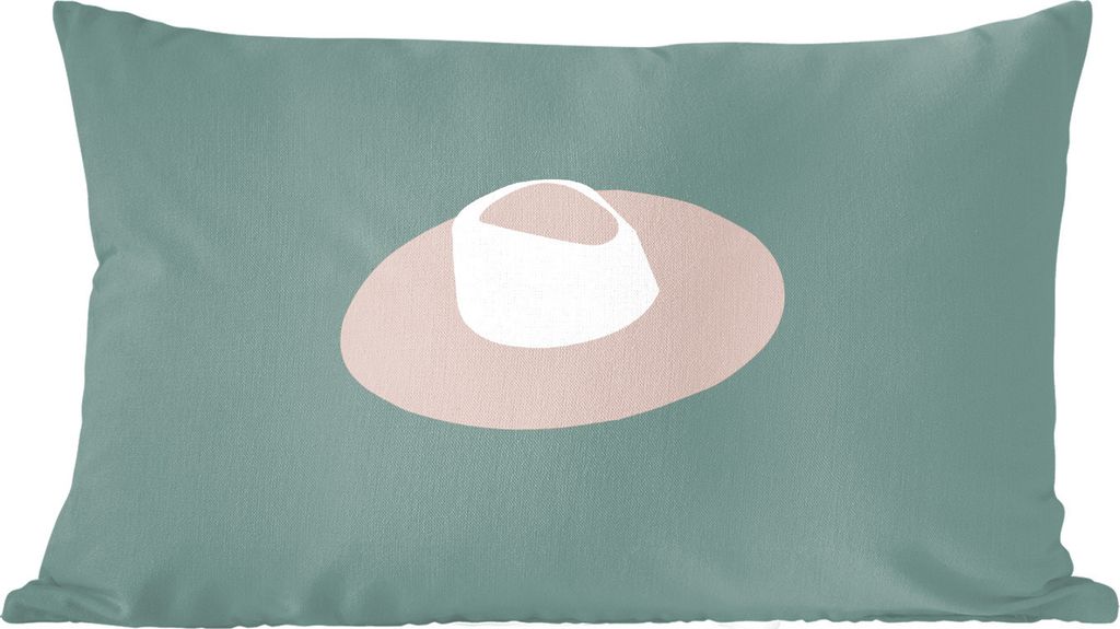MuchoWow Zierkissen Sofakissen Wohnzimmer Dekokissen 50x30 cm Sommer - Hut - Dunkelblau - Wohnzimmerdekoration - Polster mit Photo