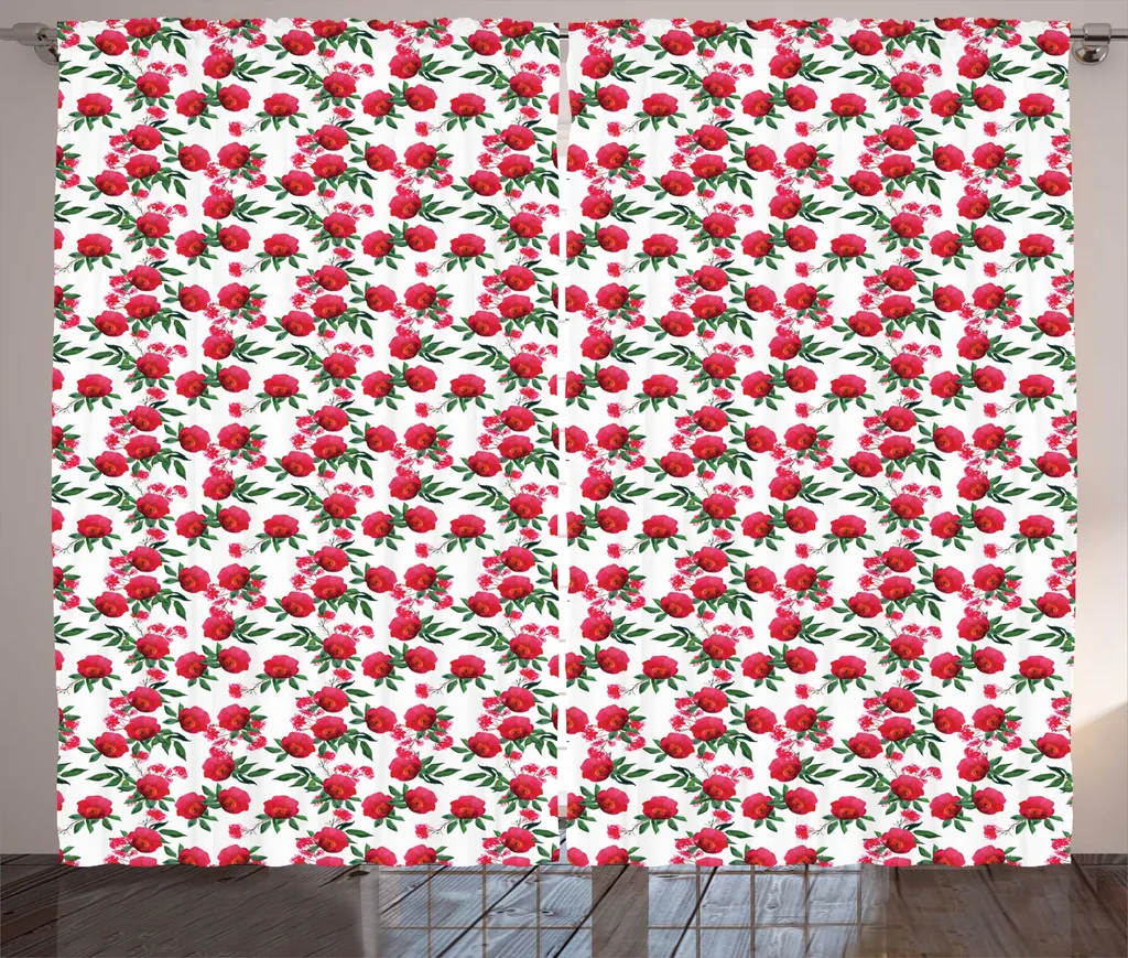 Rideau de chambre à fleurs rustique aquarelle avec ruban et crochets