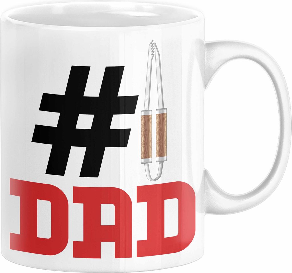 Grillen Nummer 1 Dad Vater Tasse Geschenk Grillmeister Papa Geschenkidee Bester Papa Der Welt Vatertag Lustige Geschenkidee (Weiß)