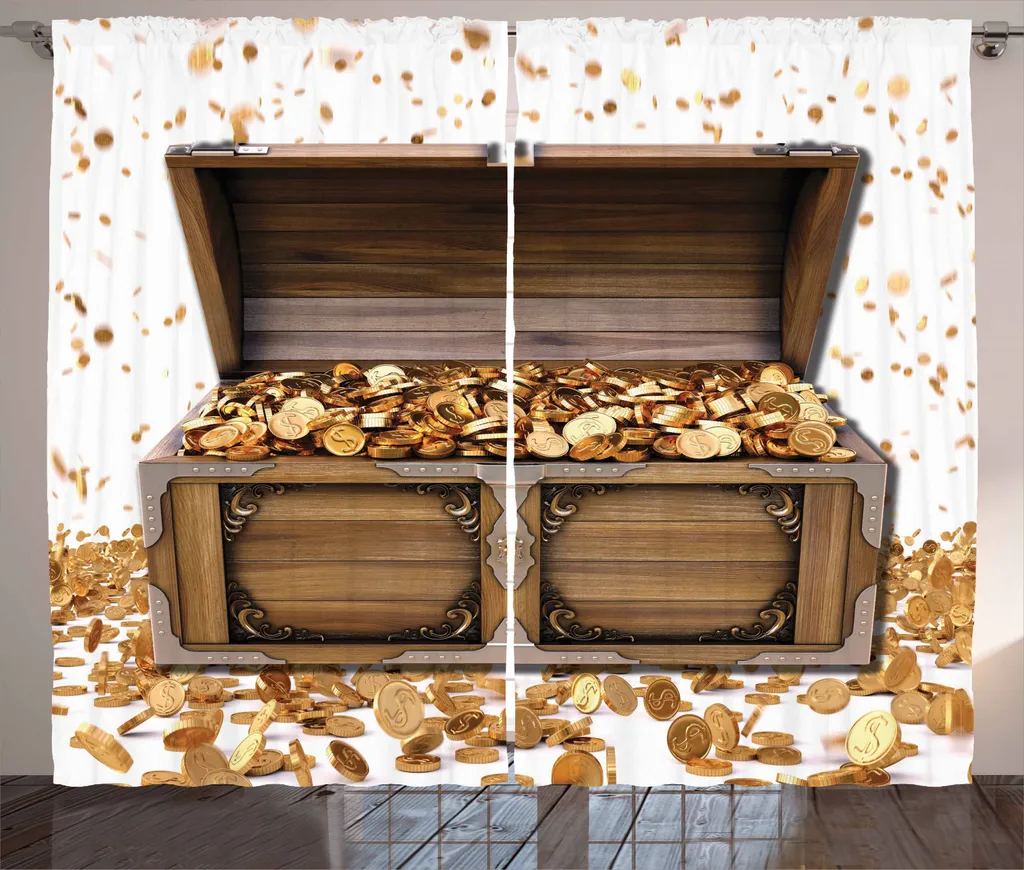 Rideau Prêt à Poser 280x225cm : Solution Déco Rustique Jaune et Or
