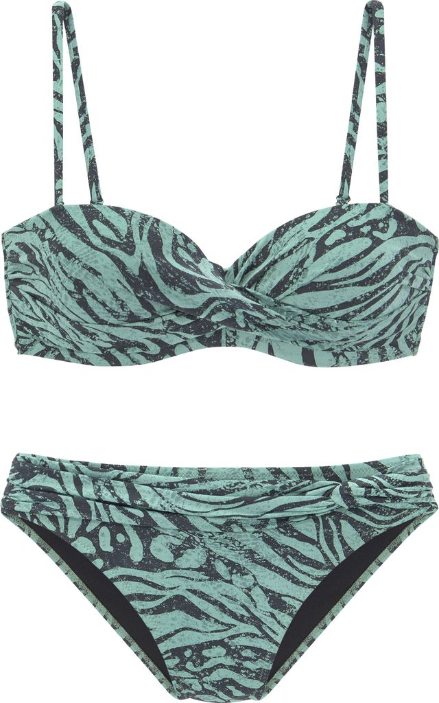 Bruno Banani Bügel-Bandeau-Bikini jade bedruckt Größe 38 Cup C